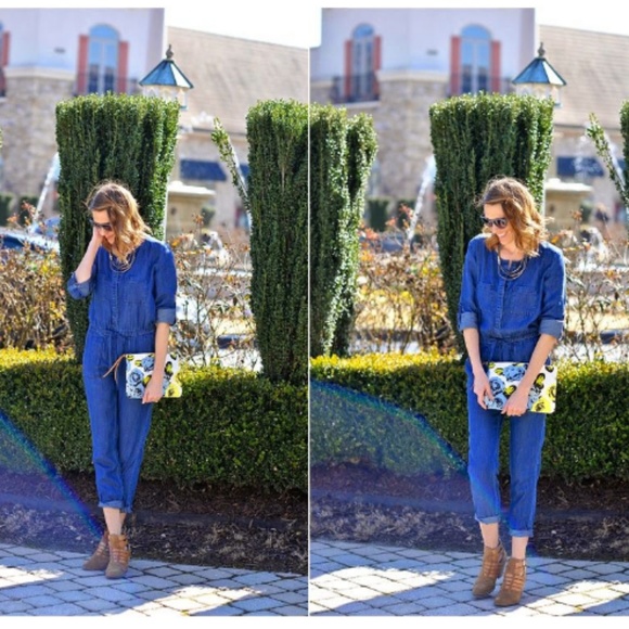 loft denim jumpsuit
